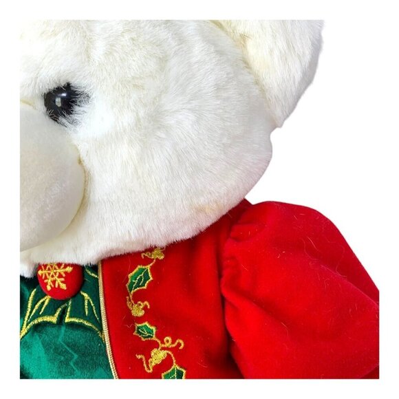 2001 Christmas Snowflake Friend Teddy Bear Girl Festive Bow Plush Stuffed Animal - Picture 4 of 10